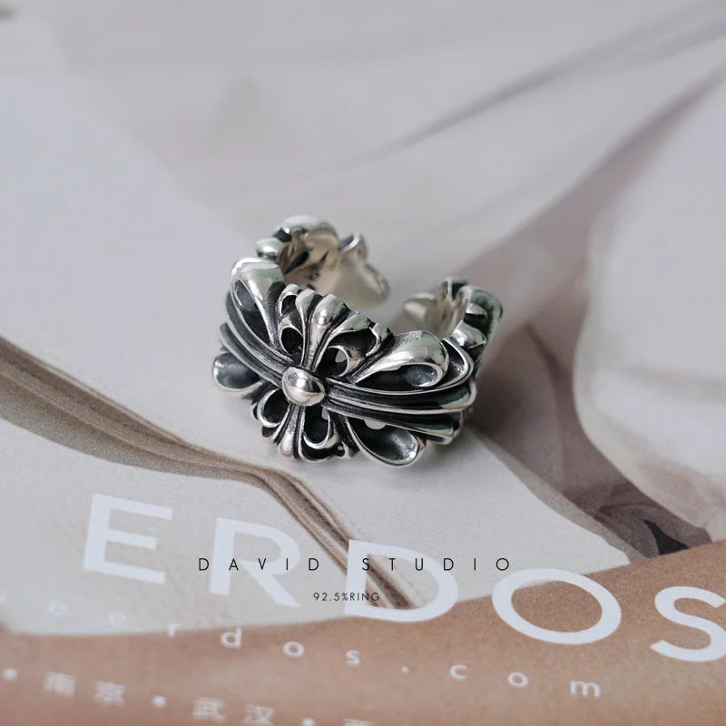 Chrome Hearts Cross Ring - Gothic 925 Sterling Silver Jewelry | David Studio