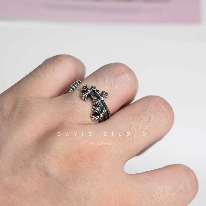 Chrome Hearts Cross Ring - Gothic 925 Sterling Silver Jewelry | David Studio