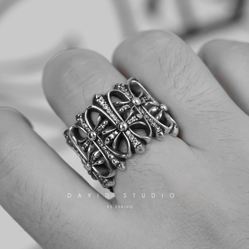 Chrome Hearts Cross Ring - Gothic 925 Sterling Silver Jewelry | David Studio