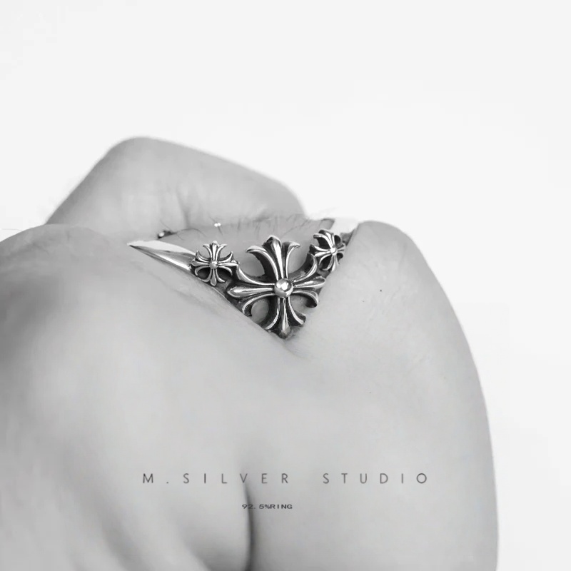 Chrome Hearts Cross Ring - Gothic 925 Sterling Silver Jewelry | David Studio