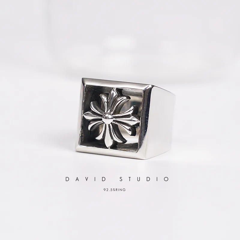 Chrome Hearts Cross Ring - Gothic 925 Sterling Silver Jewelry | David Studio