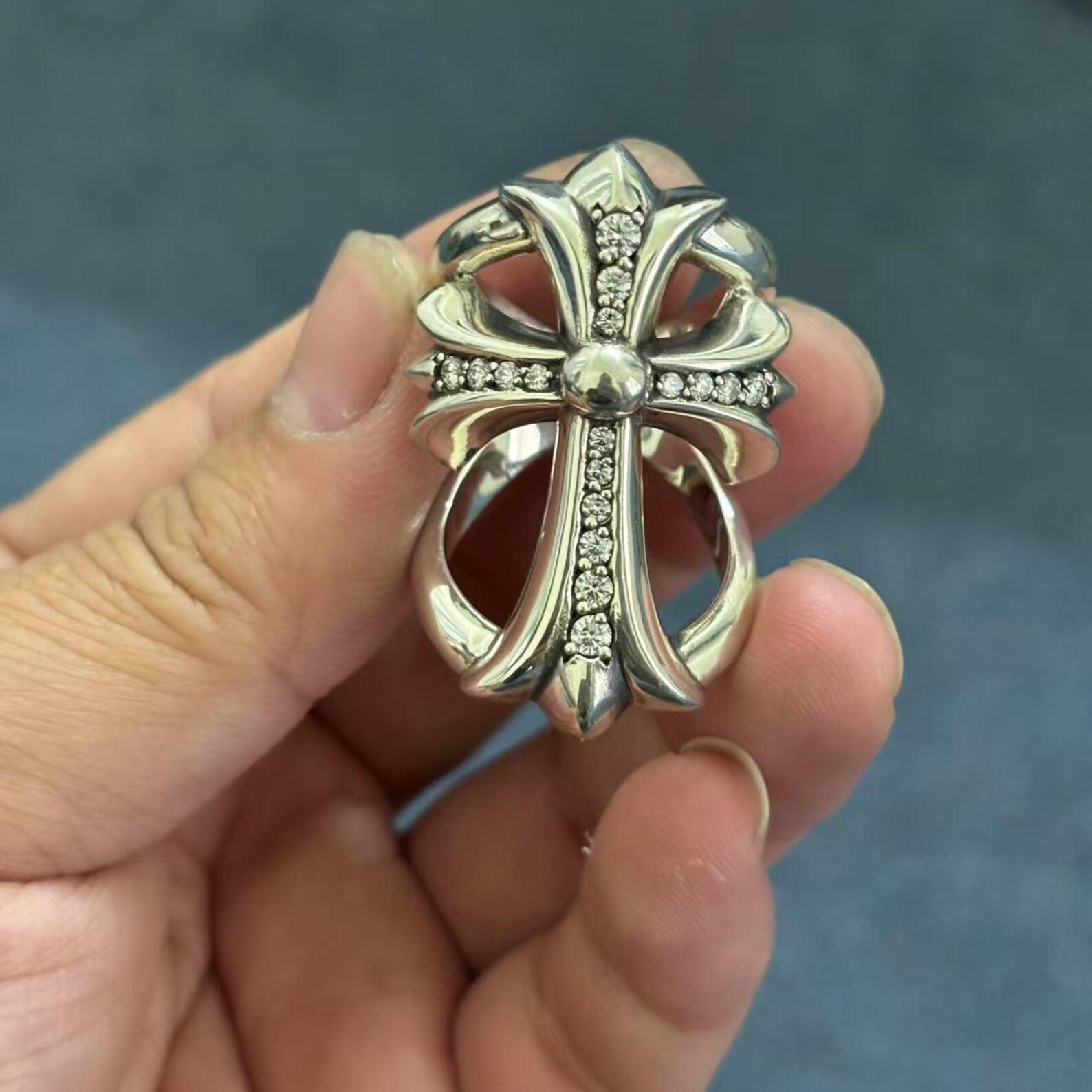 Chrome Hearts Cross Ring - Gothic 925 Sterling Silver Jewelry | David Studio