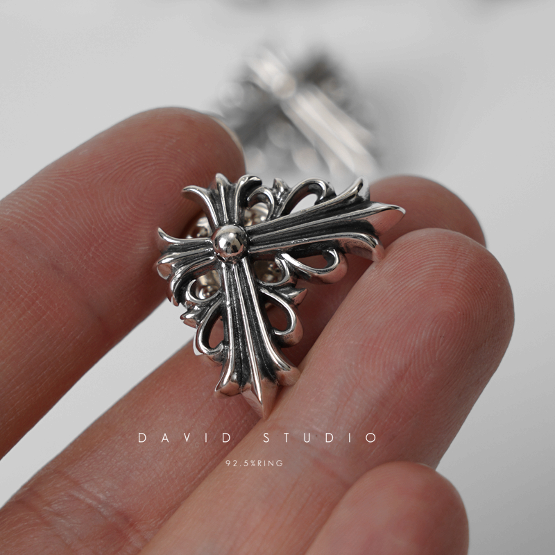 Chrome Hearts Cross Ring - Gothic 925 Sterling Silver Jewelry | David Studio