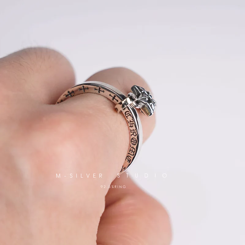 Chrome Hearts Cross Ring - Gothic 925 Sterling Silver Jewelry | David Studio