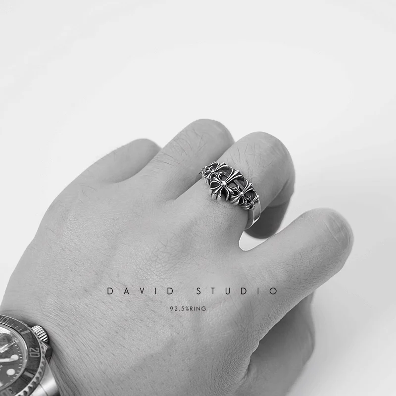 Chrome Hearts Cross Ring - Gothic 925 Sterling Silver Jewelry | David Studio