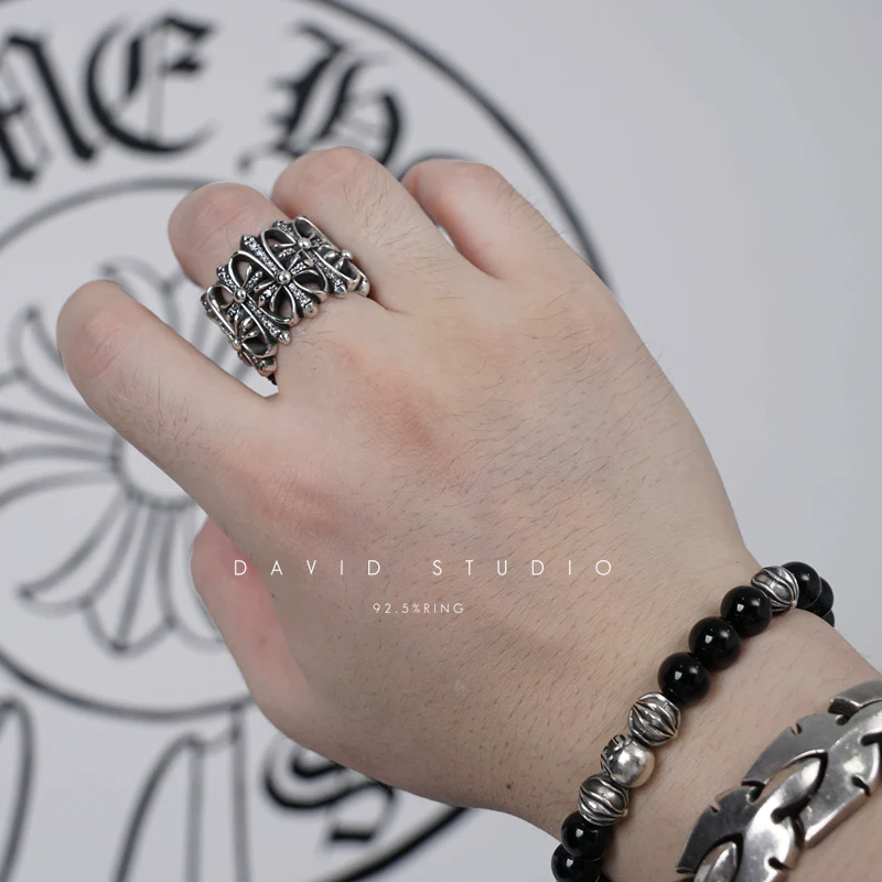 Chrome Hearts Cross Ring - Gothic 925 Sterling Silver Jewelry | David Studio