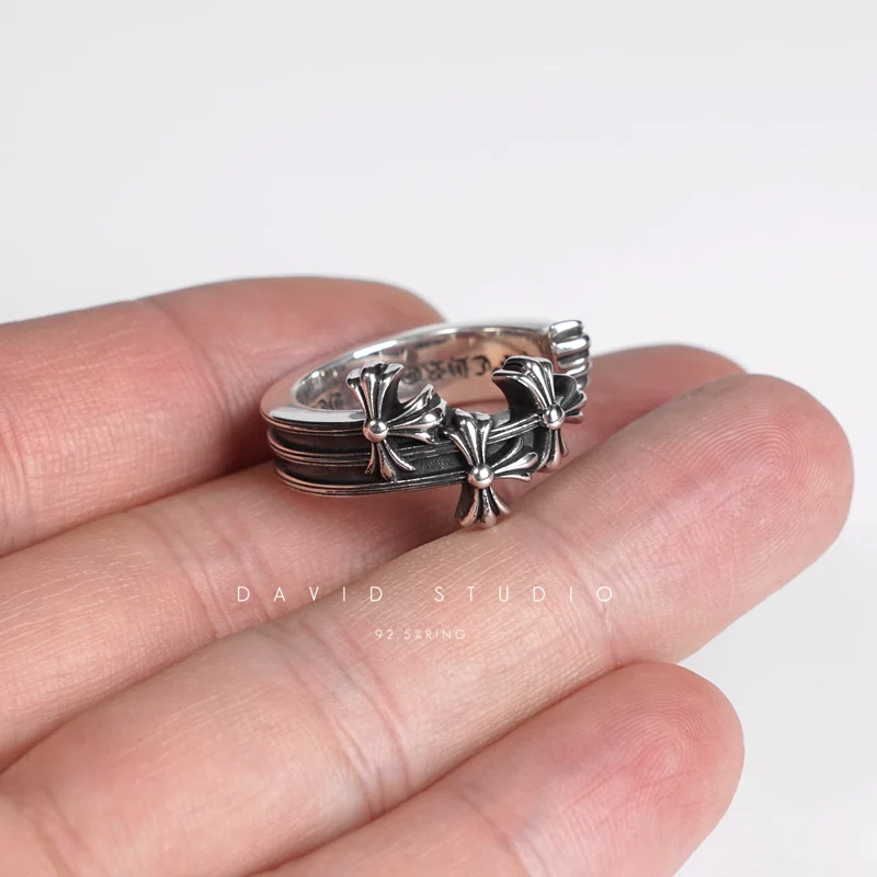 Chrome Hearts Cross Ring - Gothic 925 Sterling Silver Jewelry | David Studio