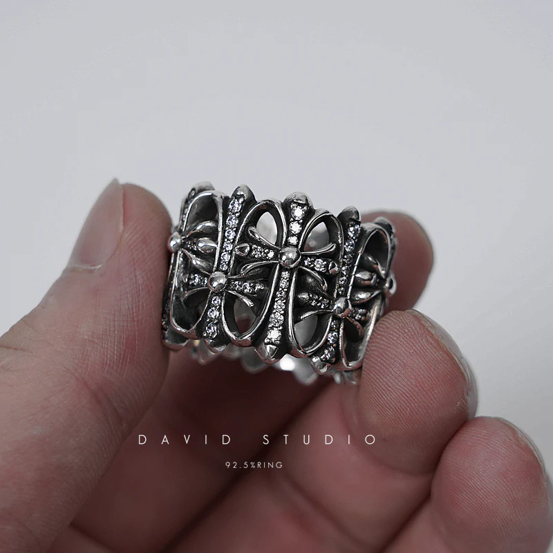 Chrome Hearts Cross Ring - Gothic 925 Sterling Silver Jewelry | David Studio