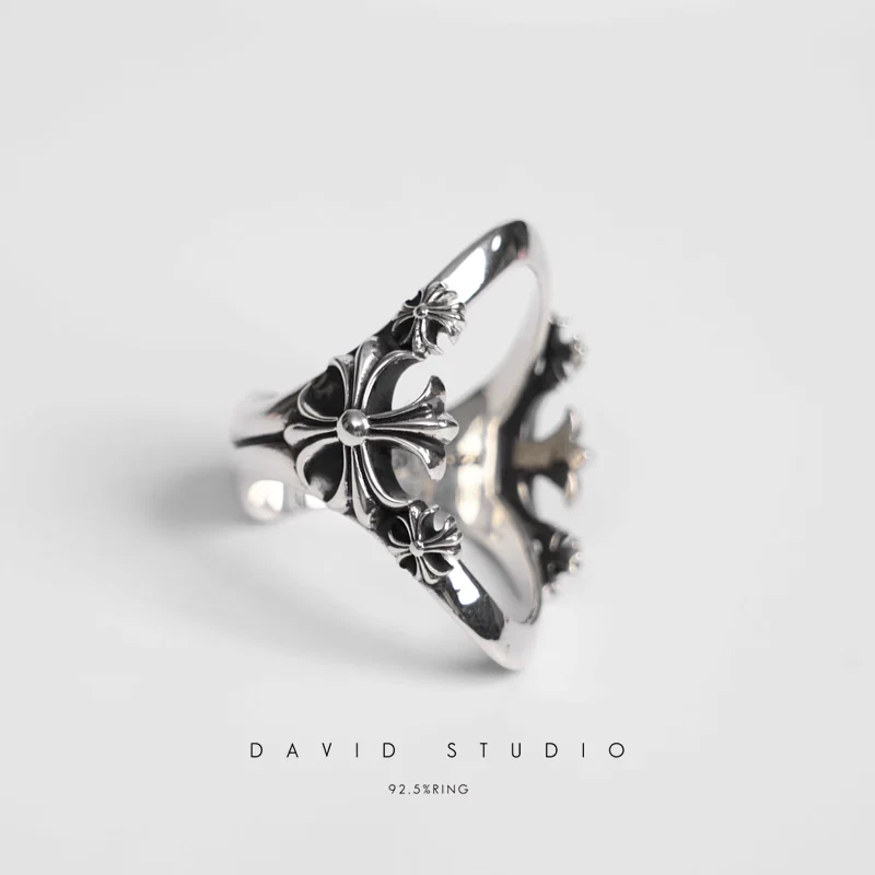 Chrome Hearts Cross Ring - Gothic 925 Sterling Silver Jewelry | David Studio