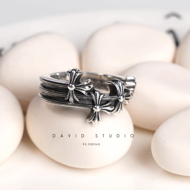 Chrome Hearts Cross Ring - Gothic 925 Sterling Silver Jewelry | David Studio