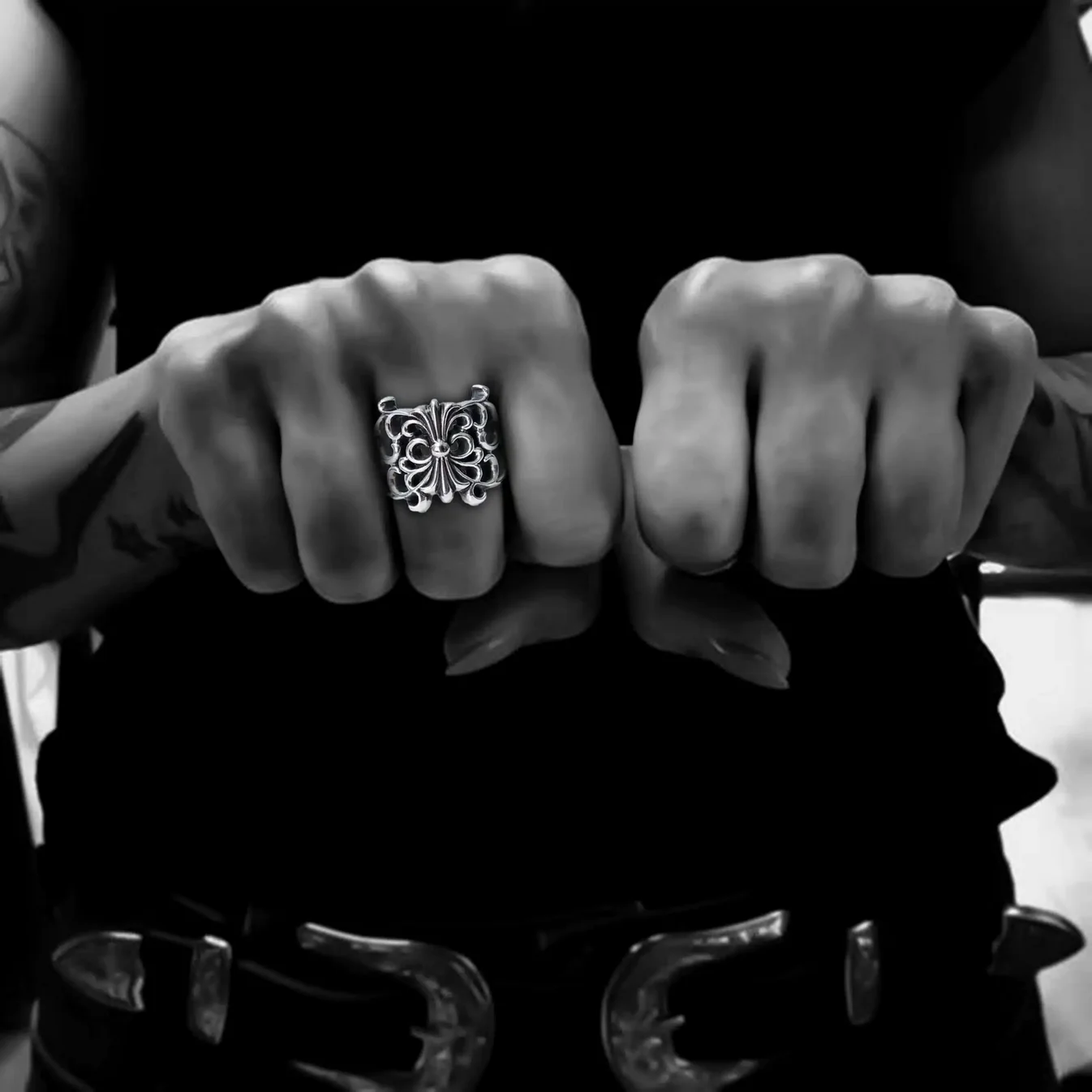 Chrome Hearts Cross Ring - Gothic 925 Sterling Silver Jewelry | David Studio