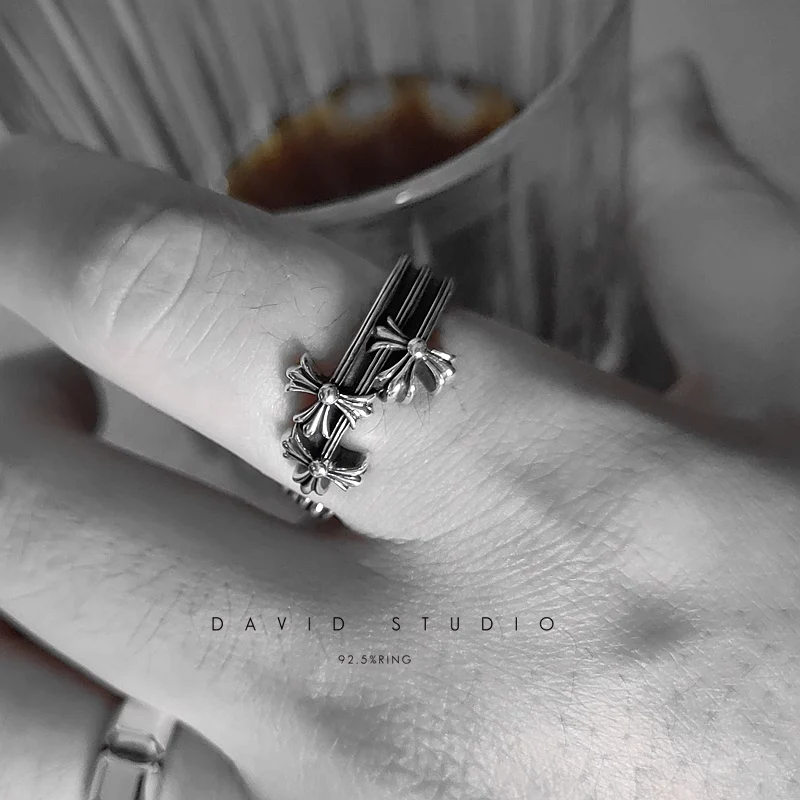 Chrome Hearts Cross Ring - Gothic 925 Sterling Silver Jewelry | David Studio