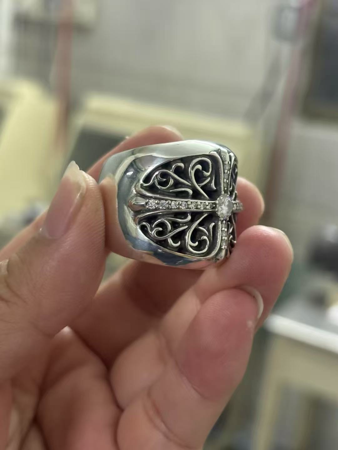 Chrome Hearts Cross Ring - Gothic 925 Sterling Silver Jewelry | David Studio