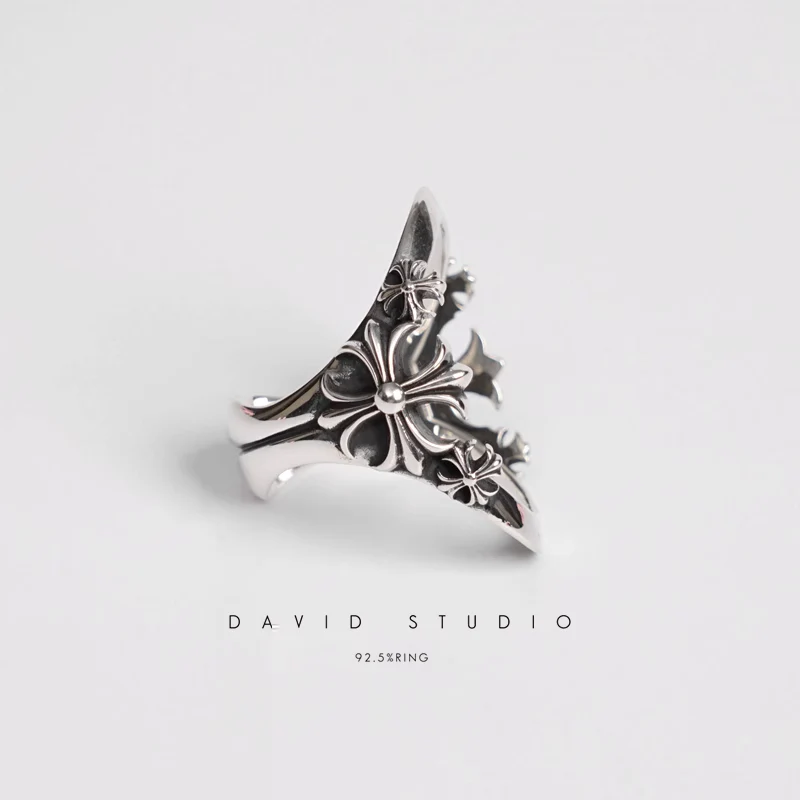 Chrome Hearts Cross Ring - Gothic 925 Sterling Silver Jewelry | David Studio