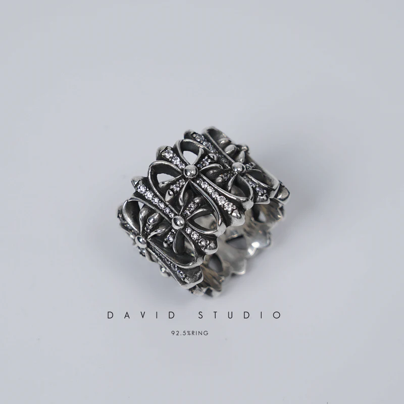 Chrome Hearts Cross Ring - Gothic 925 Sterling Silver Jewelry | David Studio