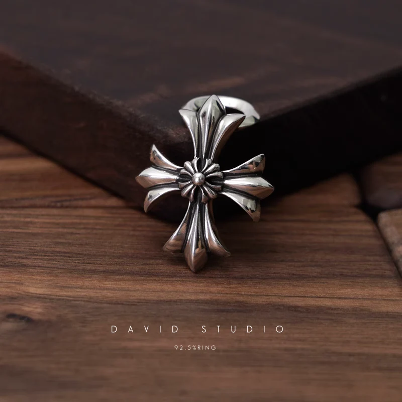 Chrome Hearts Cross Ring - Gothic 925 Sterling Silver Jewelry | David Studio