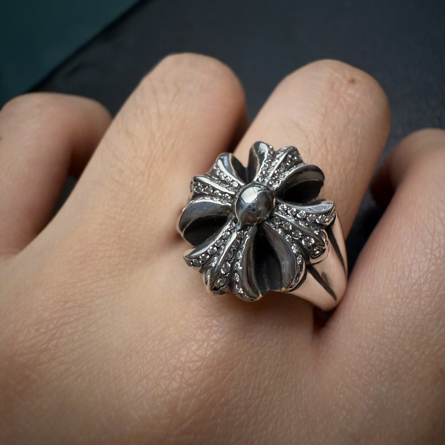 Chrome Hearts Cross Ring - Gothic 925 Sterling Silver Jewelry | David Studio