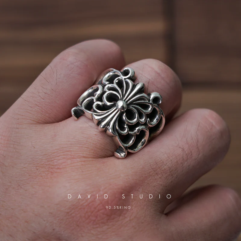Chrome Hearts Cross Ring - Gothic 925 Sterling Silver Jewelry | David Studio