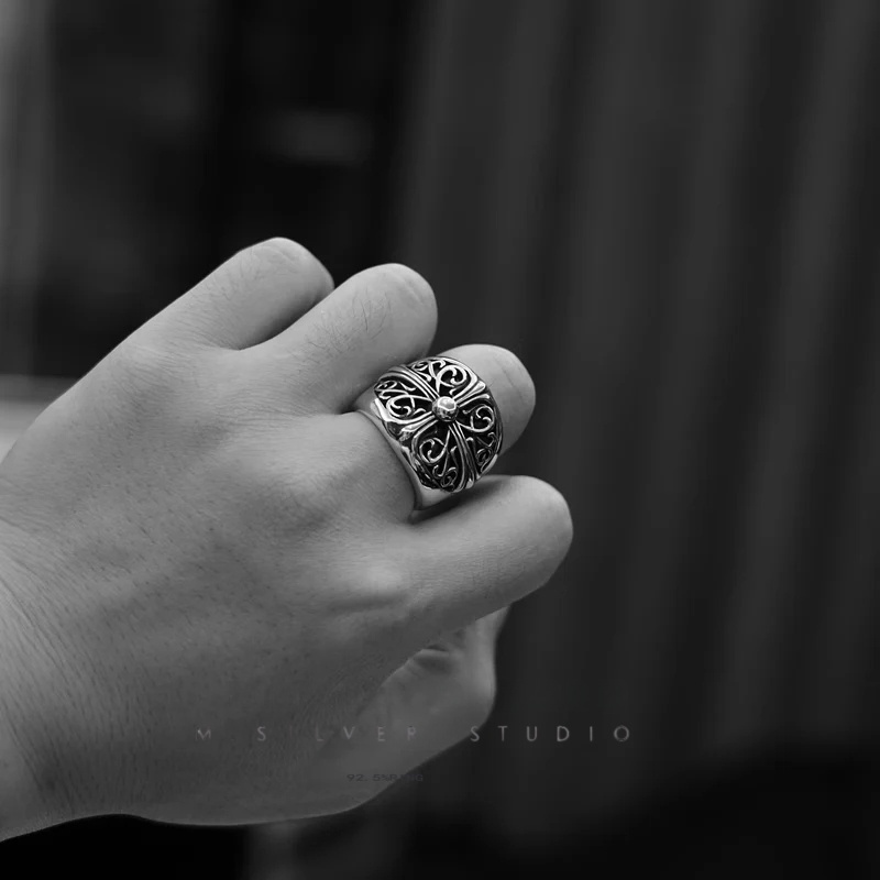 Chrome Hearts Cross Ring - Gothic 925 Sterling Silver Jewelry | David Studio