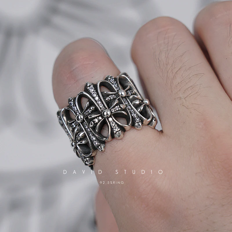 Chrome Hearts Cross Ring - Gothic 925 Sterling Silver Jewelry | David Studio