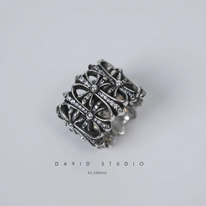 Chrome Hearts Cross Ring - Gothic 925 Sterling Silver Jewelry | David Studio