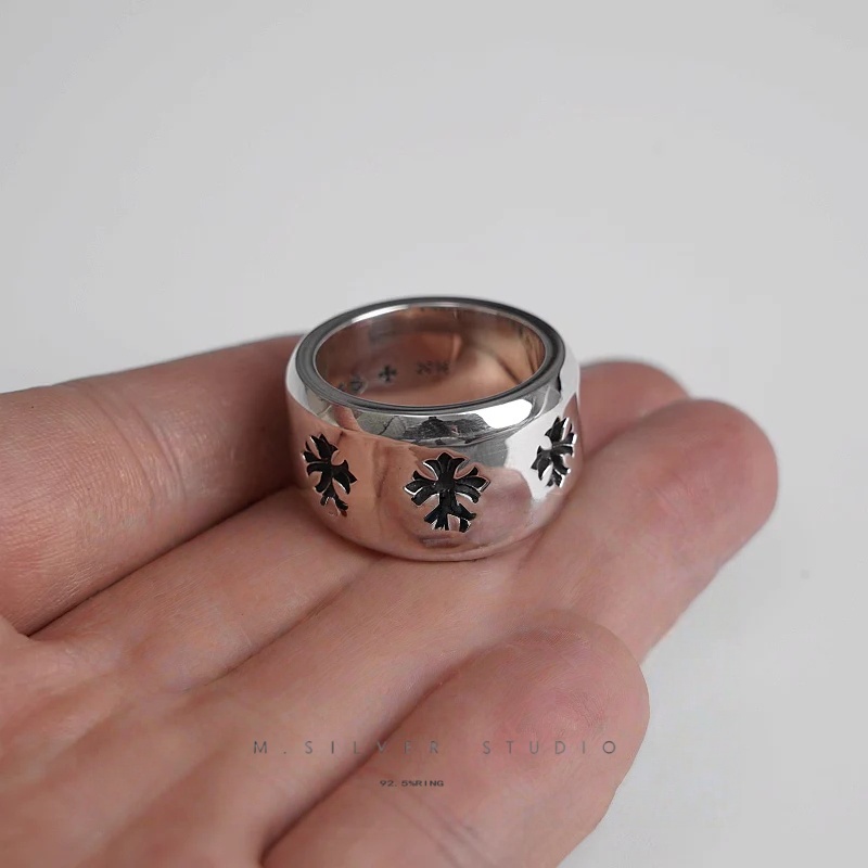 Chrome Hearts Cross Ring - Gothic 925 Sterling Silver Jewelry | David Studio