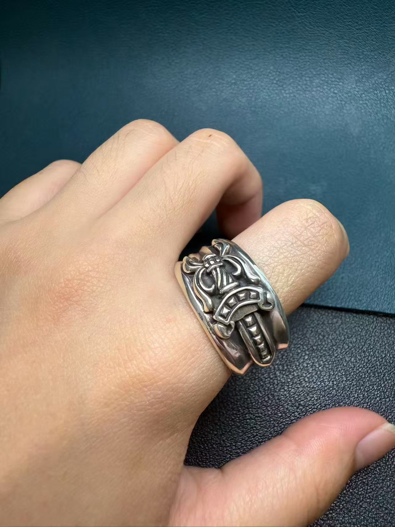 Chrome Hearts Cross Ring - Gothic 925 Sterling Silver Jewelry | David Studio