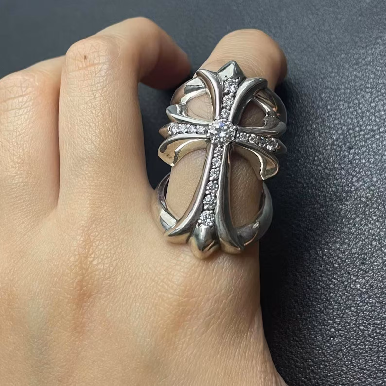 Chrome Hearts Cross Ring - Gothic 925 Sterling Silver Jewelry | David Studio