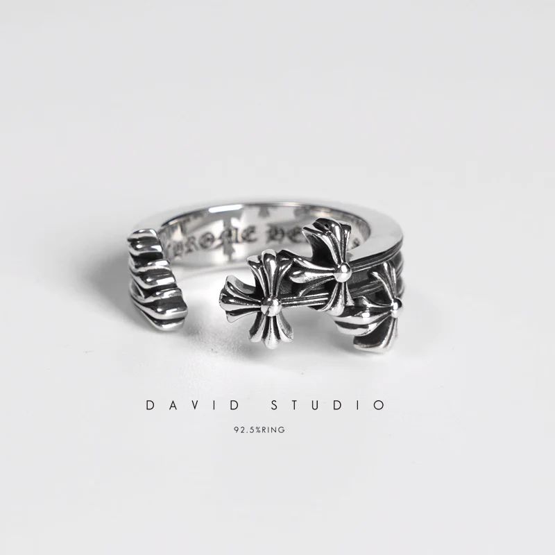 Chrome Hearts Cross Ring - Gothic 925 Sterling Silver Jewelry | David Studio