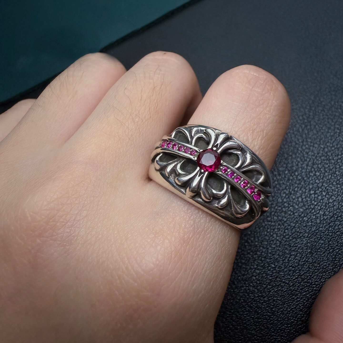 Chrome Hearts Cross Ring - Gothic 925 Sterling Silver Jewelry | David Studio