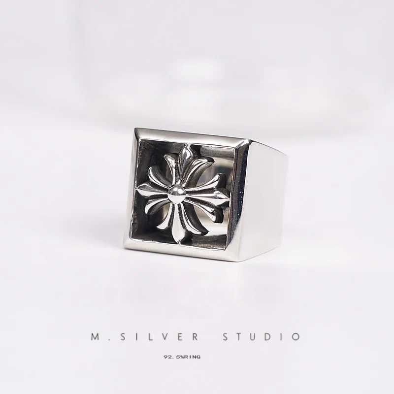 Chrome Hearts Cross Ring - Gothic 925 Sterling Silver Jewelry | David Studio