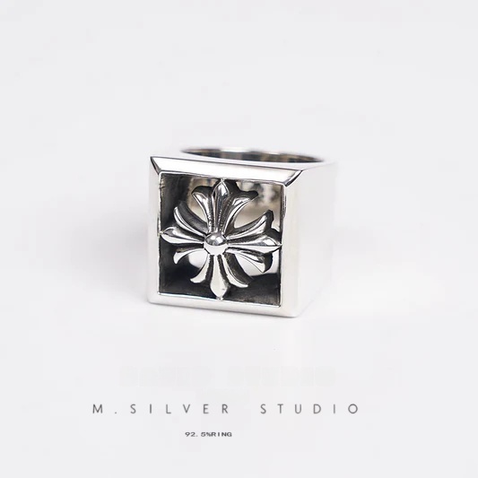 Chrome Hearts Cross Ring - Gothic 925 Sterling Silver Jewelry | David Studio