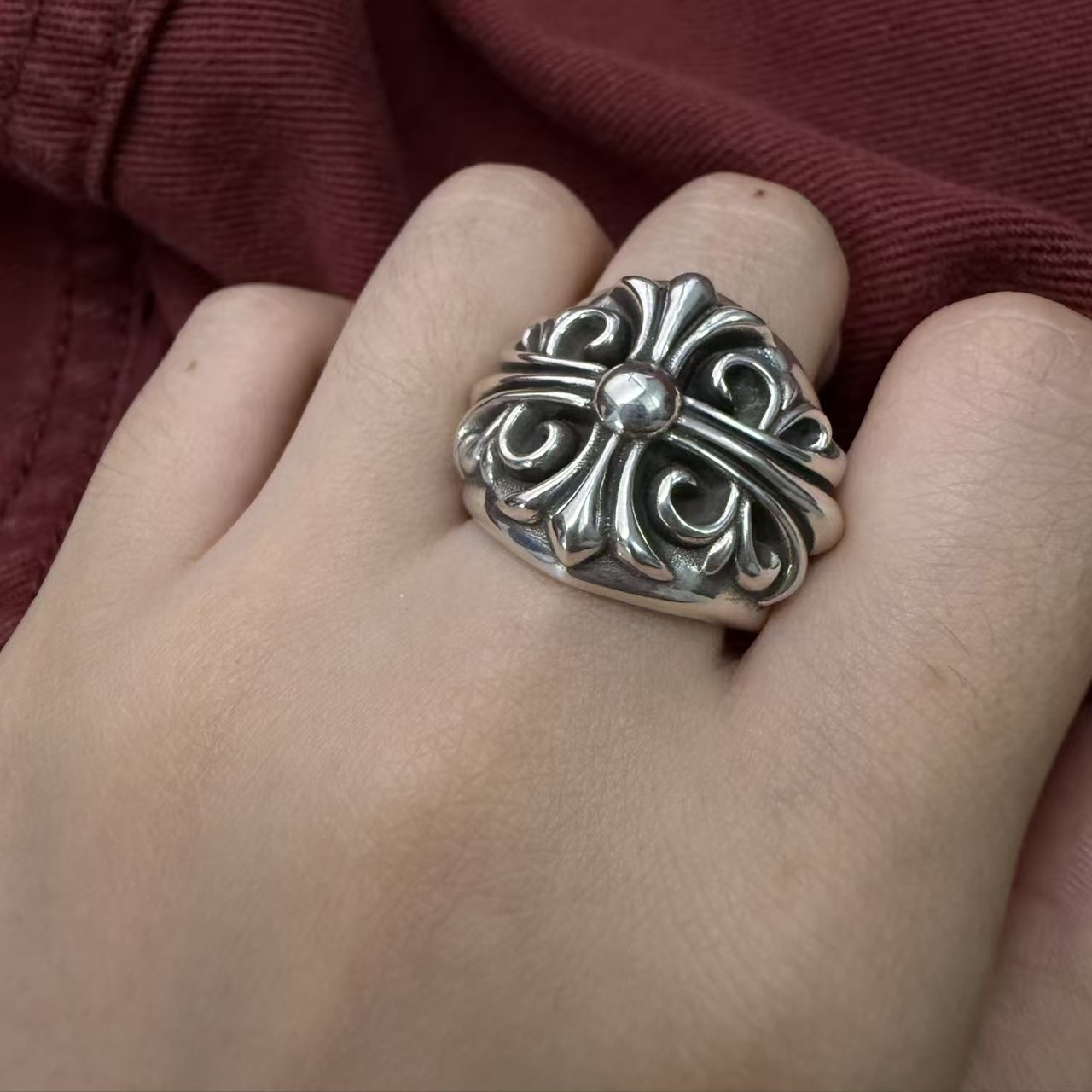 Chrome Hearts Cross Ring - Gothic 925 Sterling Silver Jewelry | David Studio