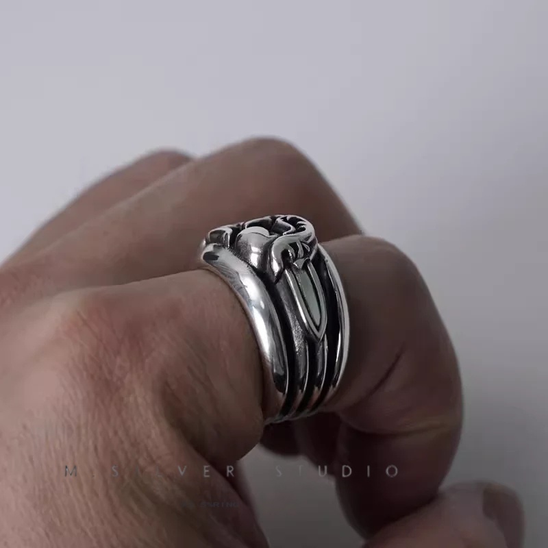 Chrome Hearts Cross Ring - Gothic 925 Sterling Silver Jewelry | David Studio