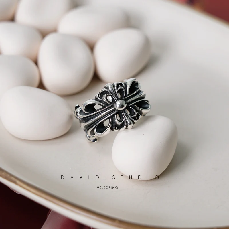 Chrome Hearts Cross Ring - Gothic 925 Sterling Silver Jewelry | David Studio