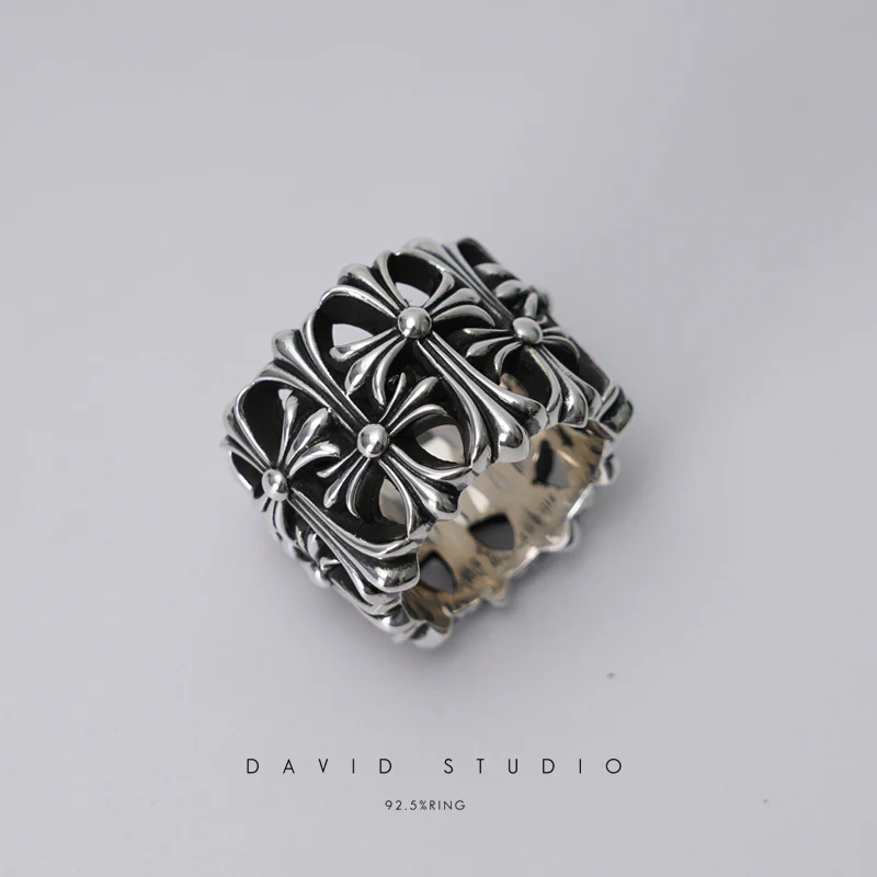 Chrome Hearts Cross Ring - Gothic 925 Sterling Silver Jewelry | David Studio