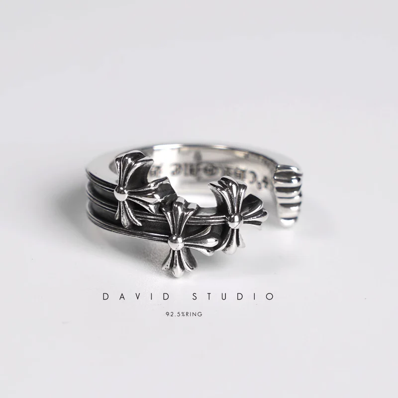 Chrome Hearts Cross Ring - Gothic 925 Sterling Silver Jewelry | David Studio