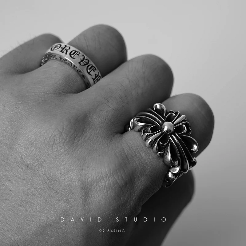 Chrome Hearts Cross Ring - Gothic 925 Sterling Silver Jewelry | David Studio