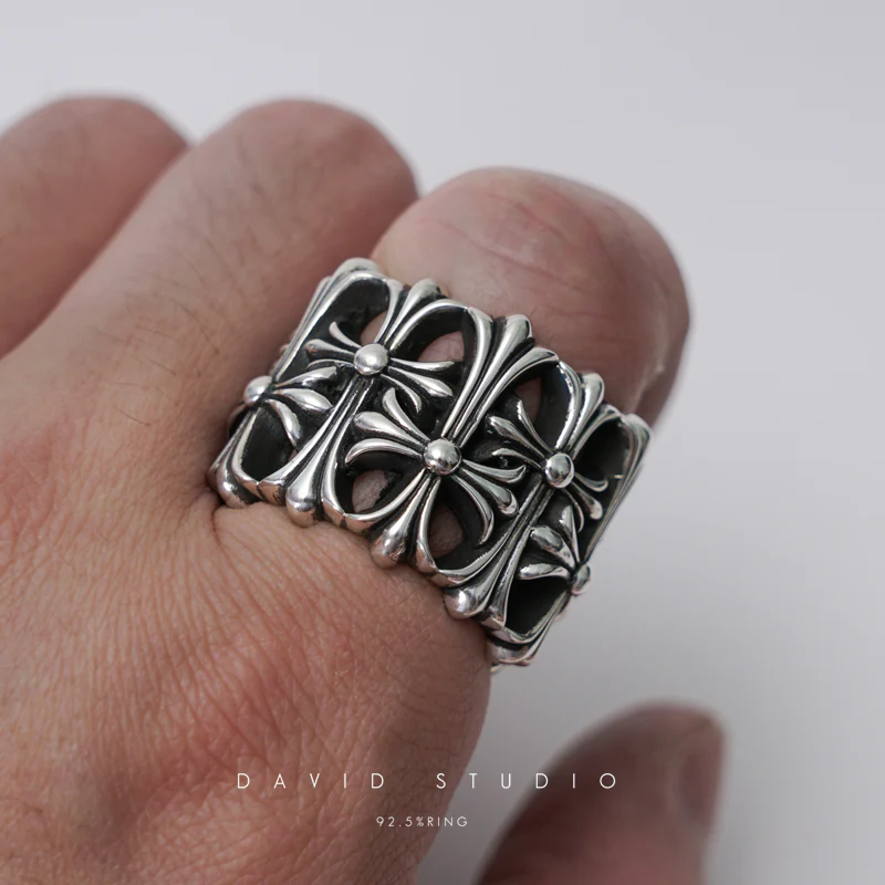 Chrome Hearts Cross Ring - Gothic 925 Sterling Silver Jewelry | David Studio