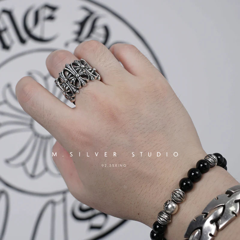 Chrome Hearts Cross Ring - Gothic 925 Sterling Silver Jewelry | David Studio