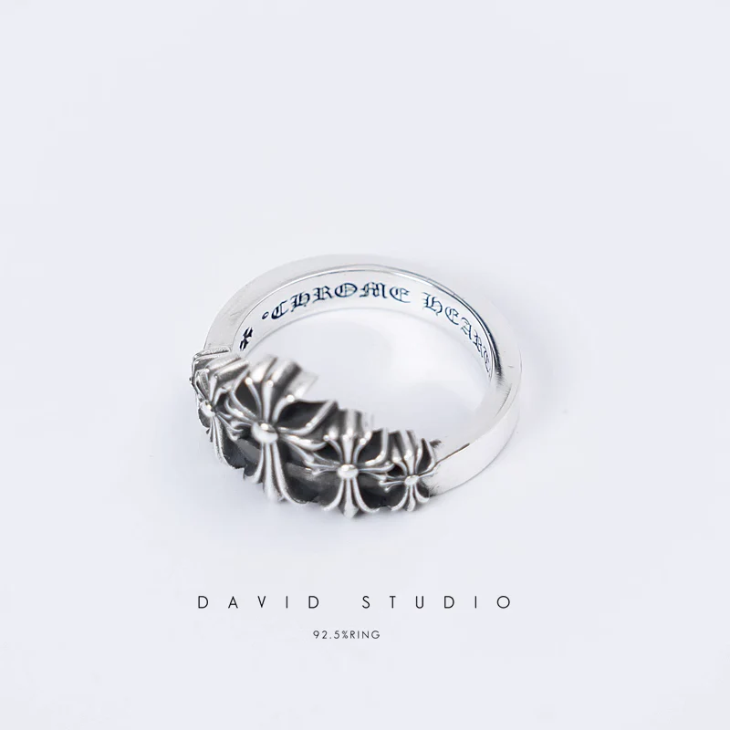Chrome Hearts Cross Ring - Gothic 925 Sterling Silver Jewelry | David Studio