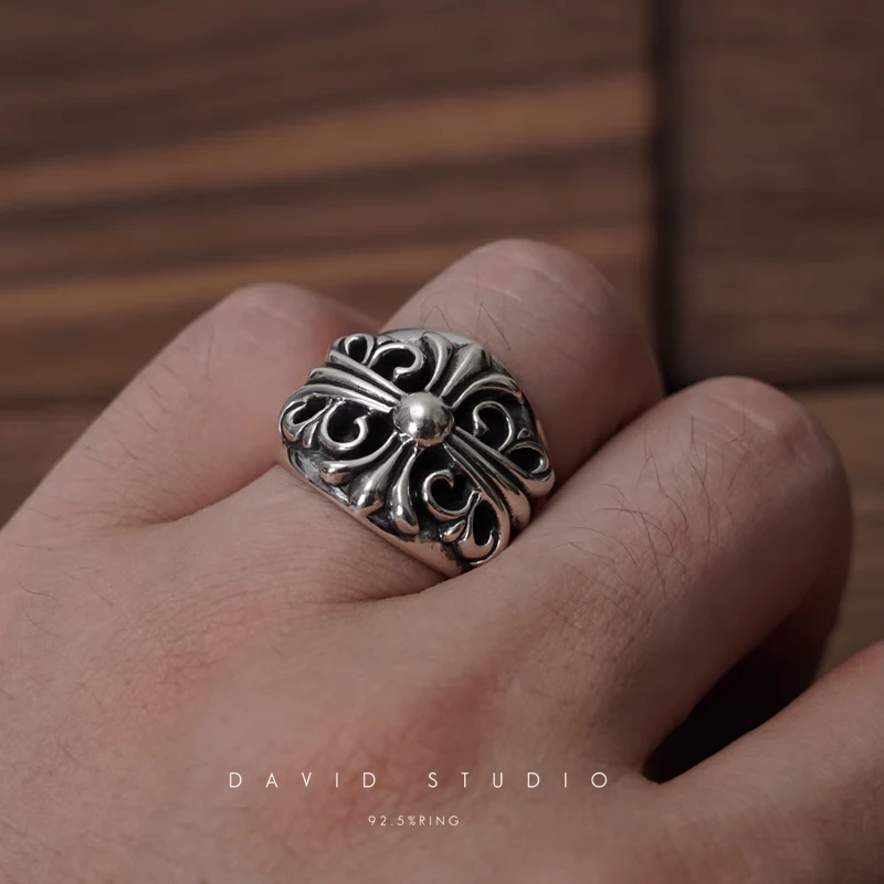 Chrome Hearts Cross Ring - Gothic 925 Sterling Silver Jewelry | David Studio