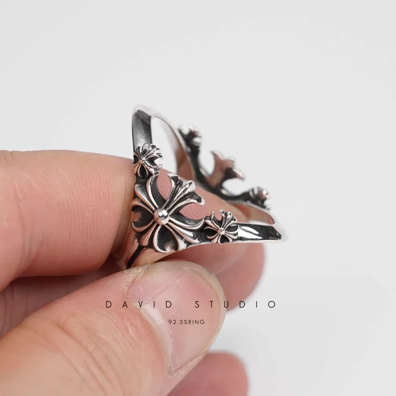 Chrome Hearts Cross Ring - Gothic 925 Sterling Silver Jewelry | David Studio