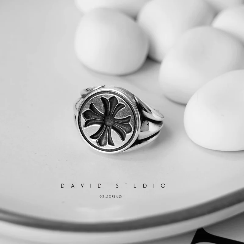 Chrome Hearts Cross Ring - Gothic 925 Sterling Silver Jewelry | David Studio