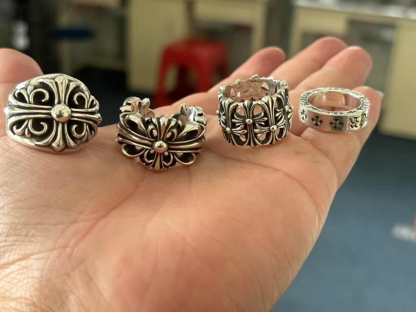 Chrome Hearts Cross Ring - Gothic 925 Sterling Silver Jewelry | David Studio