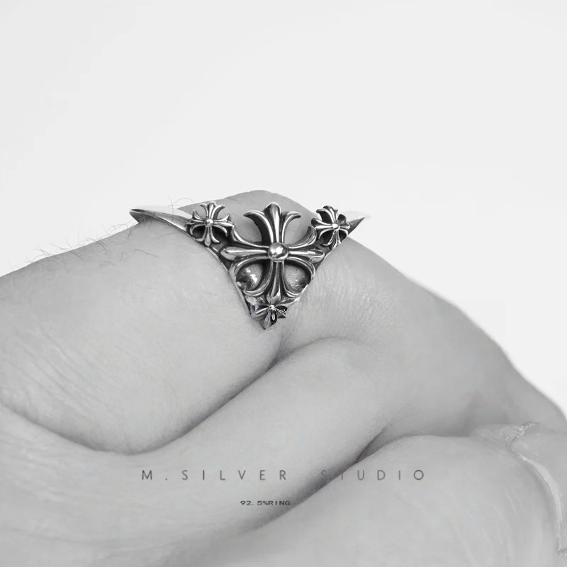 Chrome Hearts Cross Ring - Gothic 925 Sterling Silver Jewelry | David Studio