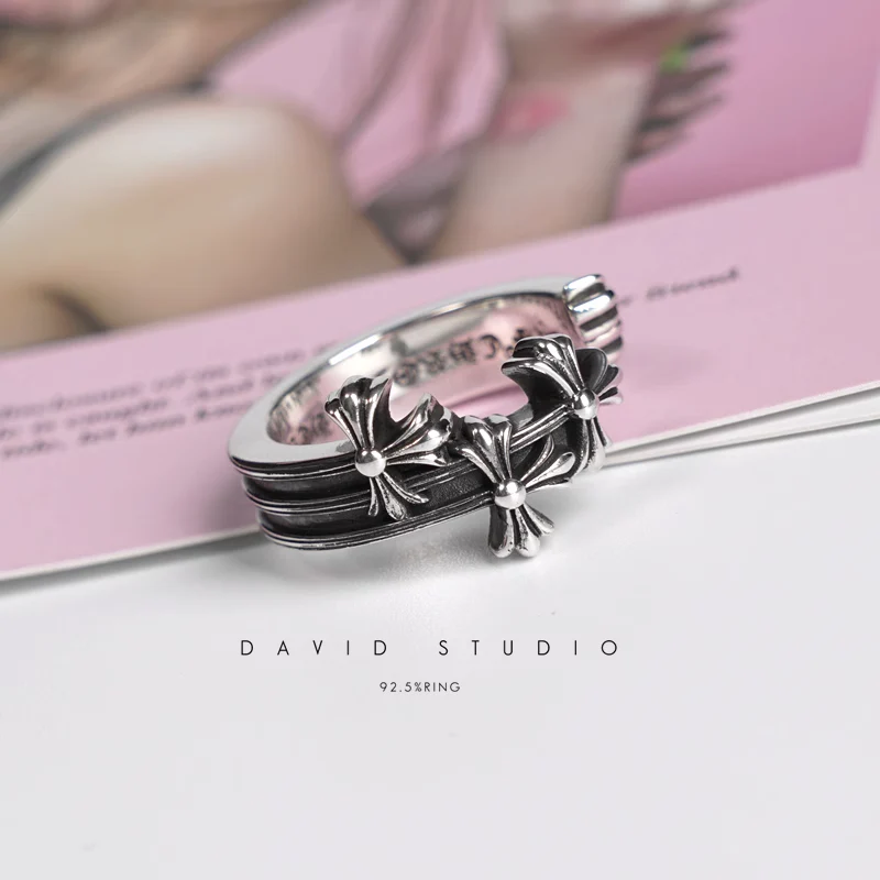Chrome Hearts Cross Ring - Gothic 925 Sterling Silver Jewelry | David Studio