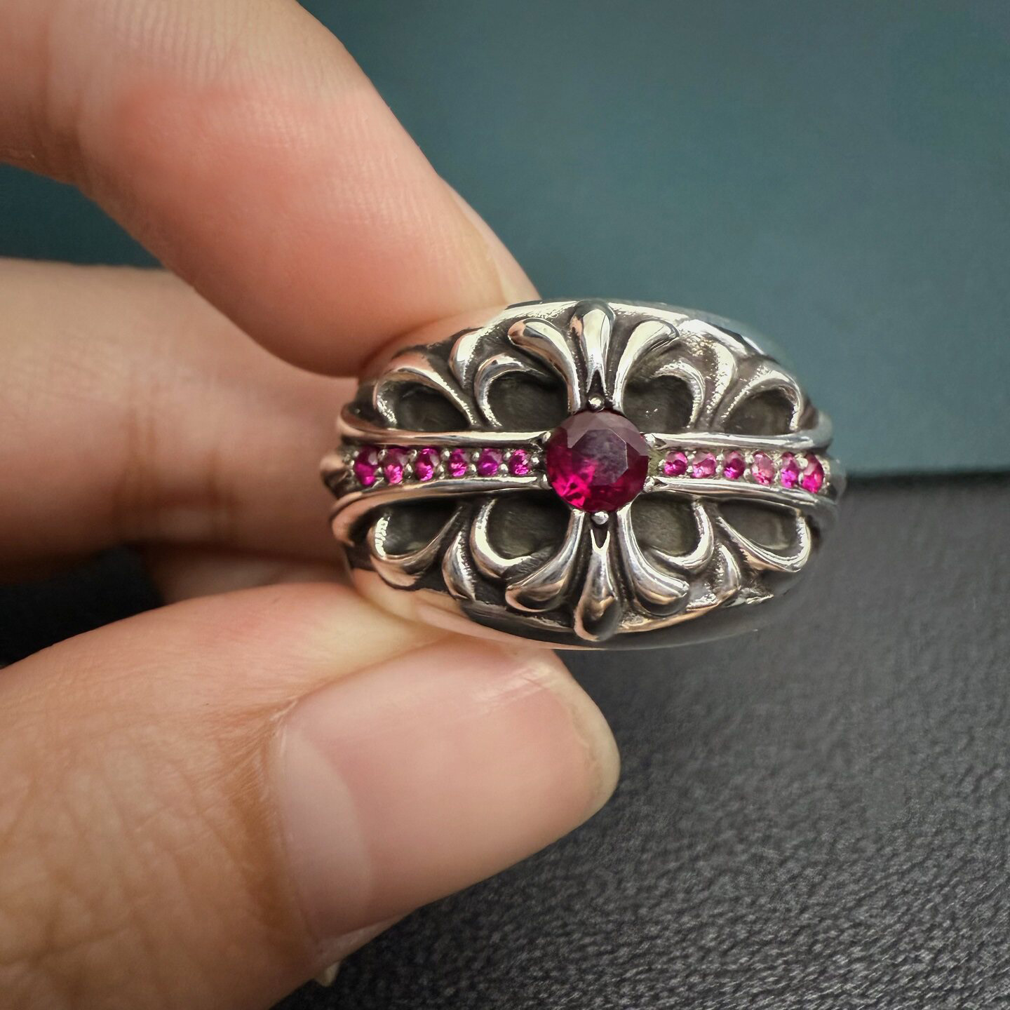 Chrome Hearts Cross Ring - Gothic 925 Sterling Silver Jewelry | David Studio