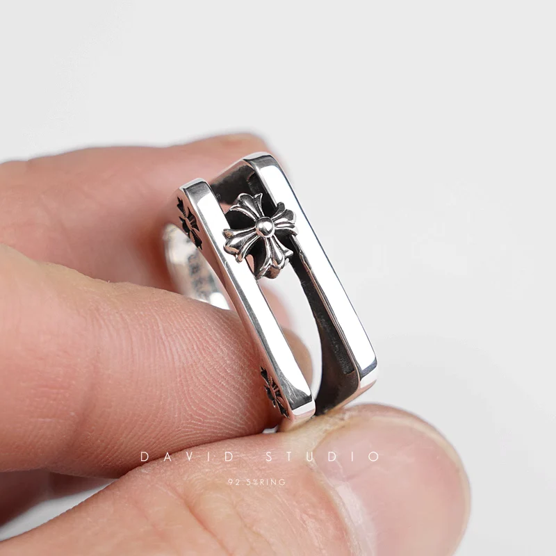 Chrome Hearts Cross Ring - Gothic 925 Sterling Silver Jewelry | David Studio