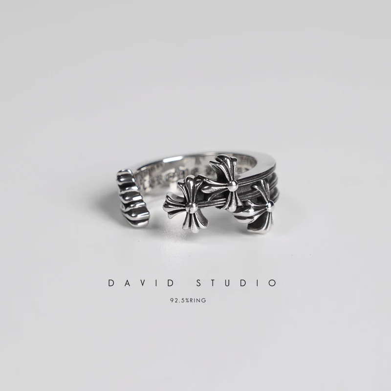 Chrome Hearts Cross Ring - Gothic 925 Sterling Silver Jewelry | David Studio